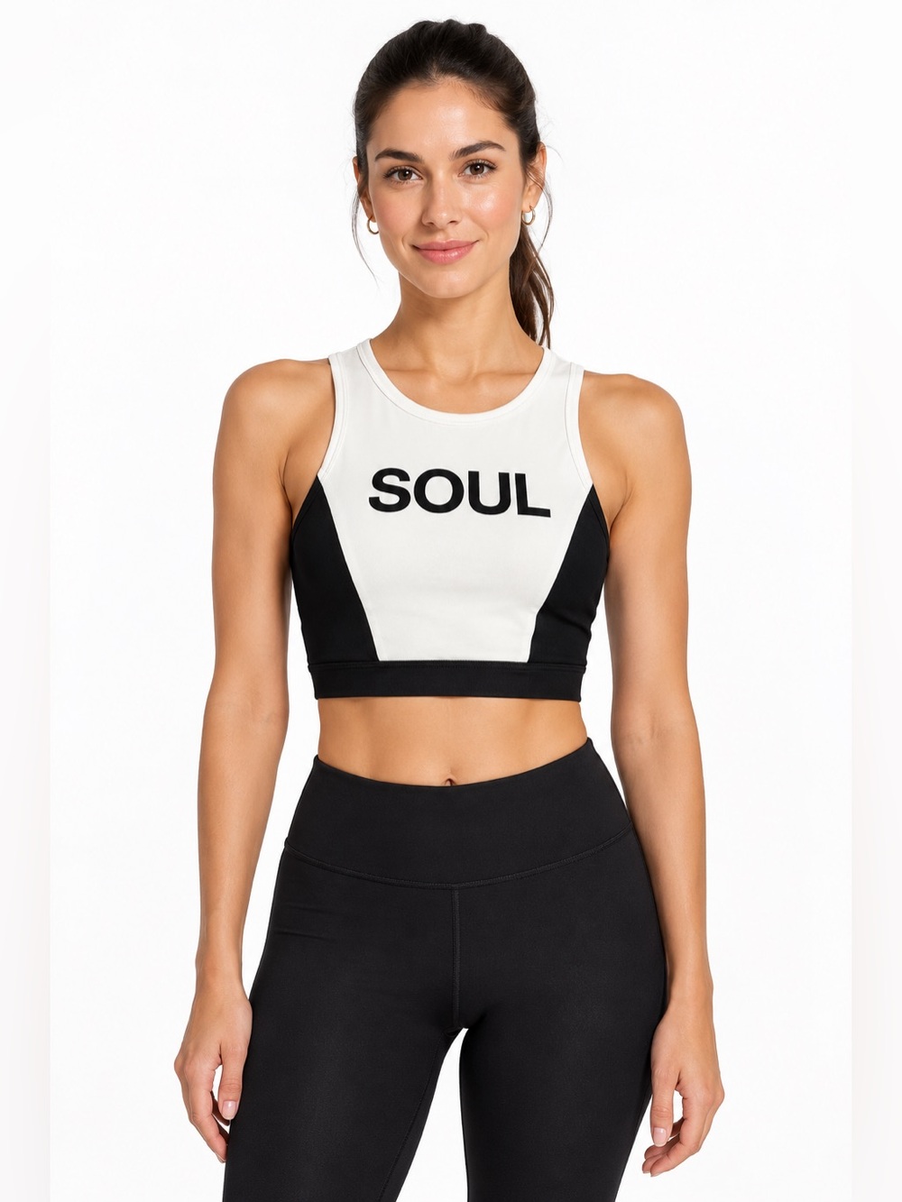 SoulCycle SOUL Colorblock Crop Top XS/S Black White